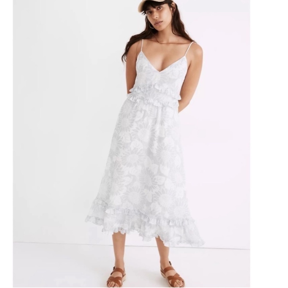 Madewell Ruffle Cami Dress Sunflower Season Blue 6